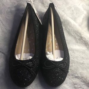 Black glitter slip-ons